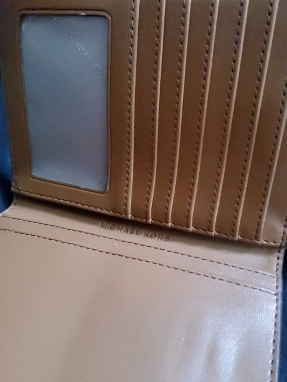 New Michael Kors Brown Monogram Travel Wallet with Gold Logo
